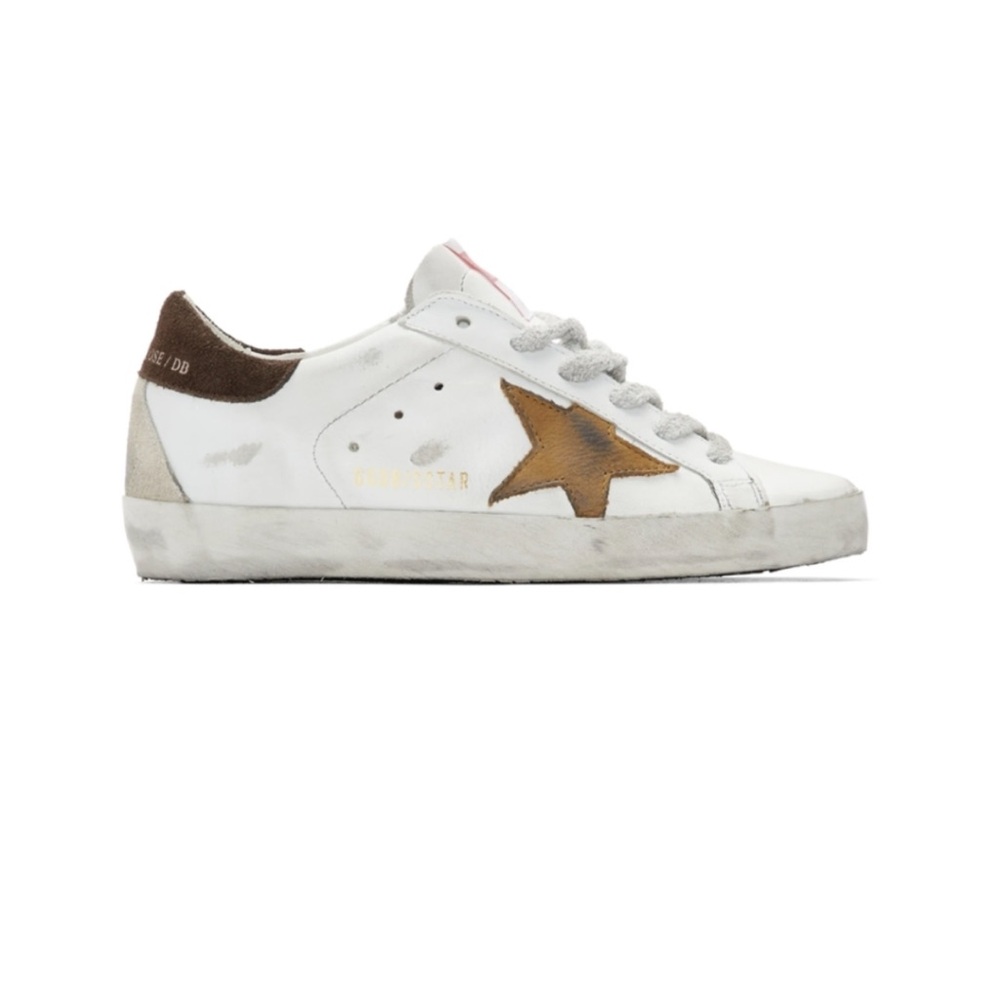 Golden Goose White and Gold Star Sneakers